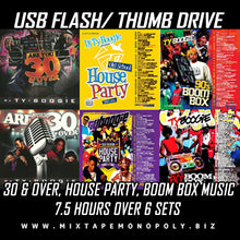 Load image into Gallery viewer, 30 and Over, Old School House Party, Boom Box Music, USB Flash Drive, Thumb Drive, Over 7.5 Hours Of Music, 6 Sets
