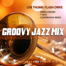 Load image into Gallery viewer, Groovy Jazz Mix, USB Flash Drive, Thumb Drive, Memory Stick, Continuous Mixes, Over 6 Hours, 7 Sets
