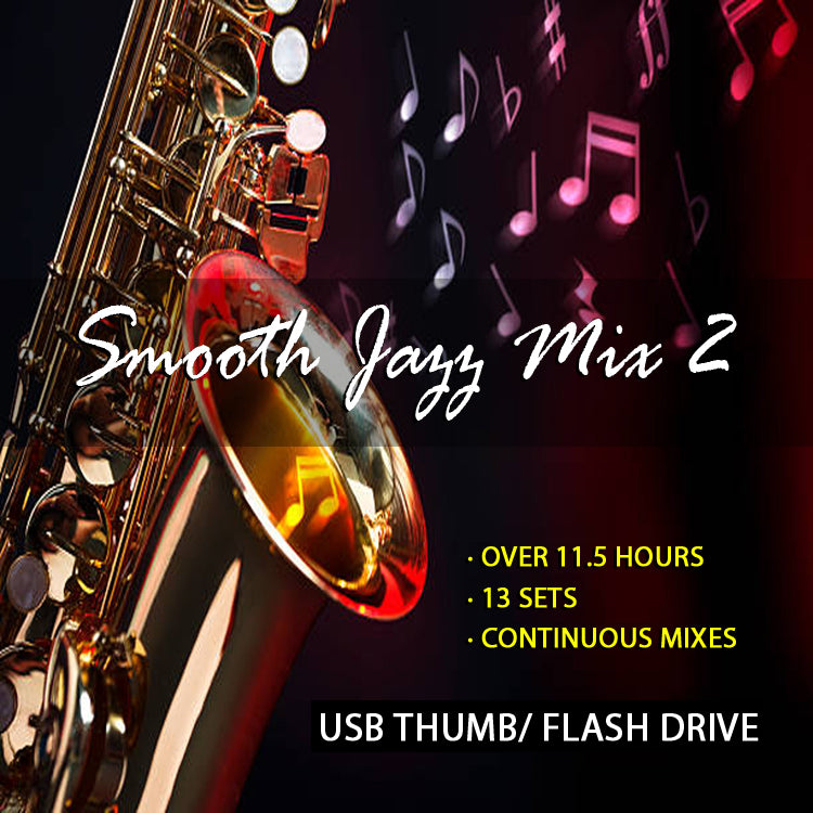 Smooth Jazz Mix Vol. 2, USB Flash Drive, Thumb Drive, Memory Stick, Continuous Mixes, Over 11.5 Hours, 13 Sets