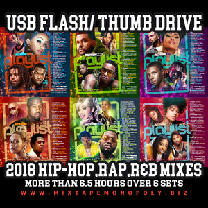 DJ Action Pac "Playlist" Series, 2018 Rap/Hip-Hop, R&B Mixes, USB Flash Drive, Thumb Drive, Over 6.5 hours of Music- 6 Sets