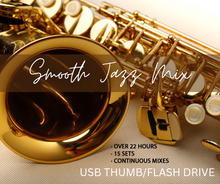 Load image into Gallery viewer, Smooth Jazz Mix, USB Flash Drive, Thumb Drive, Memory Stick, Continuous Mixes, Over 22 Hours, 15 Sets
